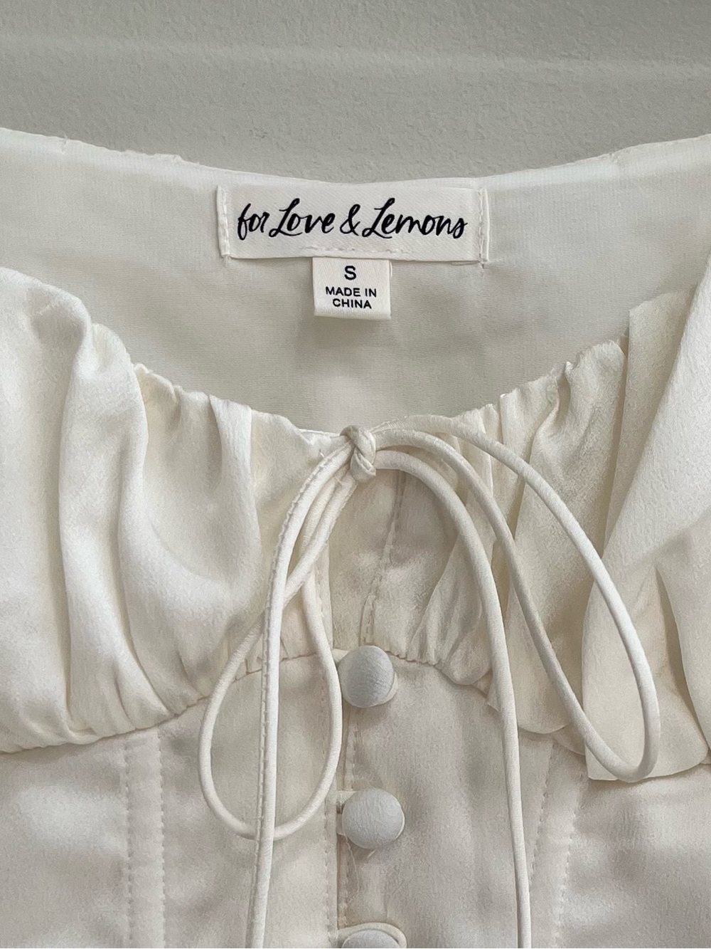 For Love and Lemons Carina blouse off white satin milkmaid corset Victorian S - Picture 10 of 11